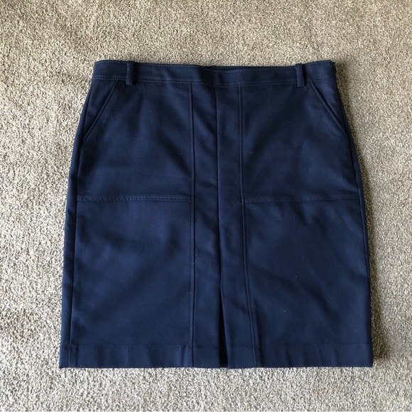 Anne Klein Skirt sz 12 Workwear Career Pencil Straight Pockets Navy Classic - Picture 1 of 13